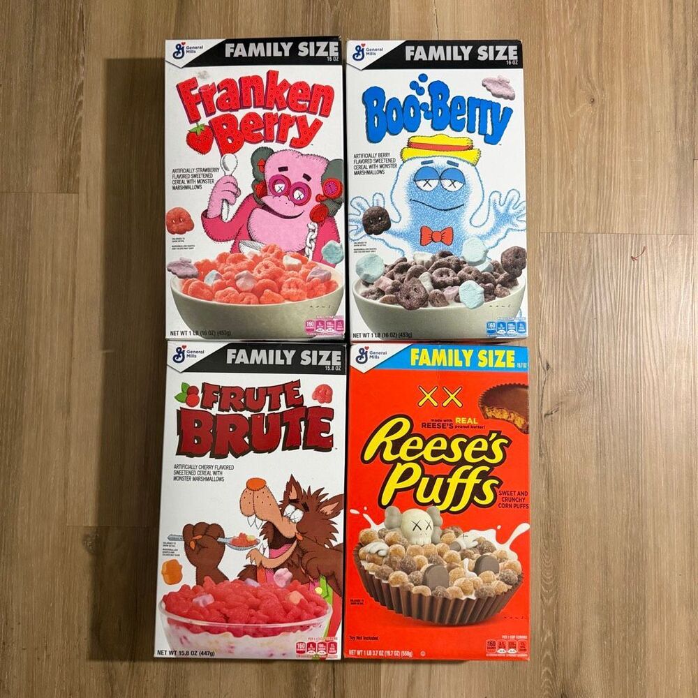 Kaws X Monster Reese’s Puff Collectable Cereal Boxes Family Size Complexcon Art